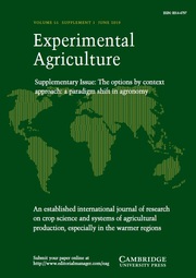 Experimental Agriculture Volume 55 - Issue S1 -  The options by context approach: a paradigm shift in agronomy