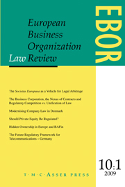 European Business Organization Law Review (EBOR) Volume 10 - Issue 1 -