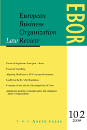European Business Organization Law Review (EBOR) Volume 10 - Issue 2 -