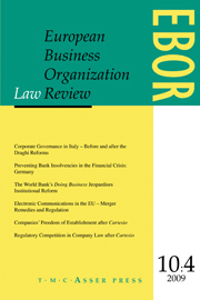 European Business Organization Law Review (EBOR) Volume 10 - Issue 4 -