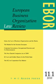 European Business Organization Law Review (EBOR) Volume 11 - Issue 1 -