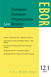 European Business Organization Law Review (EBOR) Volume 12 - Issue 1 -