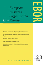European Business Organization Law Review (EBOR) Volume 12 - Issue 3 -