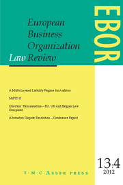 European Business Organization Law Review (EBOR) Volume 13 - Issue 4 -