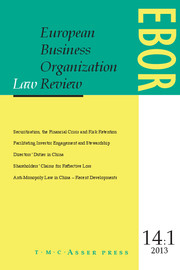 European Business Organization Law Review (EBOR) Volume 14 - Issue 1 -