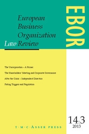 European Business Organization Law Review (EBOR) Volume 14 - Issue 3 -
