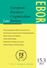 European Business Organization Law Review (EBOR) Volume 15 - Issue 3 -