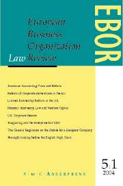 European Business Organization Law Review (EBOR) Volume 5 - Issue 1 -