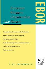 European Business Organization Law Review (EBOR) Volume 5 - Issue 2 -