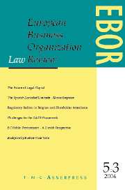 European Business Organization Law Review (EBOR) Volume 5 - Issue 3 -