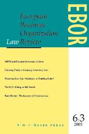 European Business Organization Law Review (EBOR) Volume 6 - Issue 3 -
