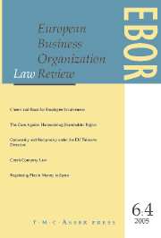 European Business Organization Law Review (EBOR) Volume 6 - Issue 4 -