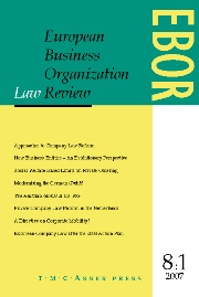 European Business Organization Law Review (EBOR) Volume 8 - Issue 1 -