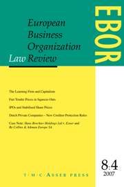 European Business Organization Law Review (EBOR) Volume 8 - Issue 4 -