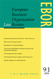 European Business Organization Law Review (EBOR) Volume 9 - Issue 1 -