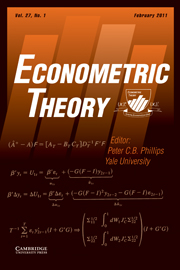 Econometric Theory Volume 27 - Issue 1 -  SPECIAL ISSUE ON EMPIRICAL LIKELIHOOD AND RELATED METHODS