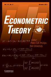Econometric Theory Volume 27 - Issue 5 -  SPECIAL ISSUE ON BOOTSTRAP AND NUMERICAL METHODS IN TIME SERIES