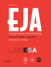 European Journal of Anaesthesiology Volume 24 - Issue 7 -