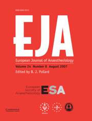 European Journal of Anaesthesiology Volume 24 - Issue 8 -
