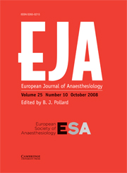 European Journal of Anaesthesiology Volume 25 - Issue 10 -