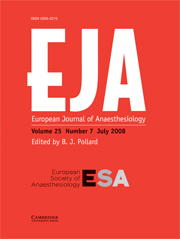 European Journal of Anaesthesiology Volume 25 - Issue 7 -