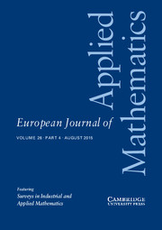 European Journal of Applied Mathematics Volume 26 - Issue 4 -