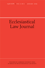 Ecclesiastical Law Journal Volume 11 - Issue 1 -