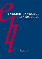English Language & Linguistics Volume 7 - Issue 1 -