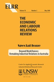 The Economic and Labour Relations Review Volume 18 - Issue 2 -  Beyond Work Choices: Remaking Industrial Relations in Australia