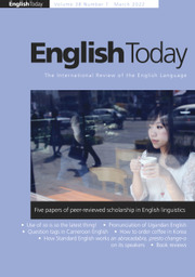 English Today Volume 38 - Issue 1 -