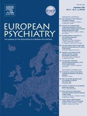 European Psychiatry Volume 21 - Issue 6 -