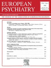 European Psychiatry Volume 7 - Issue 6 -