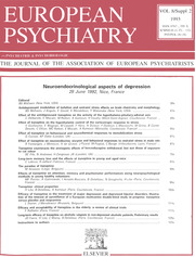European Psychiatry Volume 8 - Issue S2 -  Neuroendocrinological aspects of depression 28 June 1992, Nice, France
