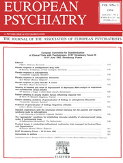European Psychiatry Volume 9 - Issue 3 -  European Committee for Standardisation of Clinical Trials with Psychotropics, ECST Strasbourg Forum III. 10-11 June 1993, Strasbourg, France
