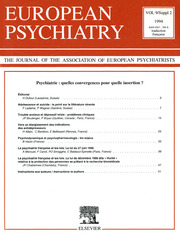 European Psychiatry Volume 9 - Issue S2 -  Psychiatrie: quelles convergences pour quelle insertion?