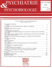European Psychiatry Volume 3 - Issue S1 -  Les Etats Dépressifs: vers une révision des concepts Paris, 20 Novembre 1987