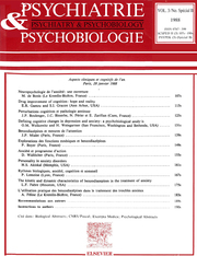 European Psychiatry Volume 3 - Issue S2 -  Aspects cliniques et cognitifs de l'anxiété Paris, 28 Janvier 1988