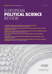 European Political Science Review Volume 12 - Issue 1 -