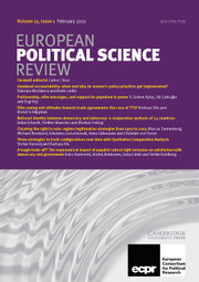 European Political Science Review Volume 13 - Issue 1 -