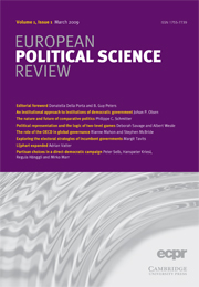 European Political Science Review Volume 1 - Issue 1 -