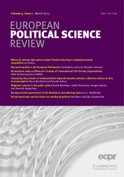 European Political Science Review Volume 5 - Issue 1 -