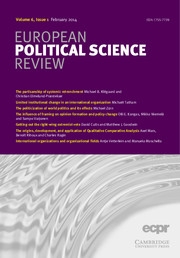 European Political Science Review Volume 6 - Issue 1 -