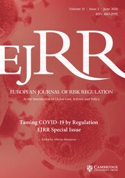 European Journal of Risk Regulation Volume 11 - Special Issue2 -  Taming COVID-19 by Regulation