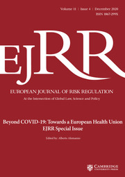 European Journal of Risk Regulation Volume 11 - Special Issue4 -  Beyond COVID-19: Towards a European Health Union