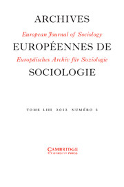 European Journal of Sociology / Archives Européennes de Sociologie Volume 53 - Issue 2 -