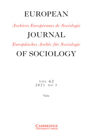 European Journal of Sociology / Archives Européennes de Sociologie Volume 62 - Issue 1 -