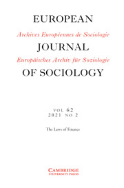 European Journal of Sociology / Archives Européennes de Sociologie Volume 62 - Issue 2 -