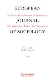 European Journal of Sociology / Archives Européennes de Sociologie Volume 63 - Issue 1 -