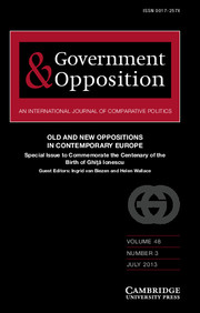 Government and Opposition Volume 48 - Issue 3 -  OLD AND NEW OPPOSITIONS IN CONTEMPORARY EUROPE Special Issue to Commemorate the Centenary of the Birth of Ghiţă Ionescu
