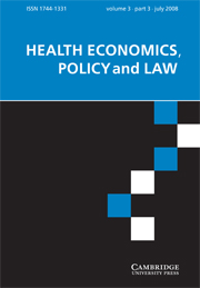 Health Economics, Policy and Law Volume 3 - Issue 3 -
